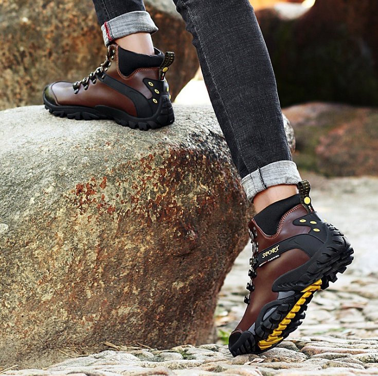 Winter Men Boots With Fur Casual Warm Snow Leather Work Boots Men Shoes Footwear Ankle Shoes Plus Size 38 To 46 - Muhaab