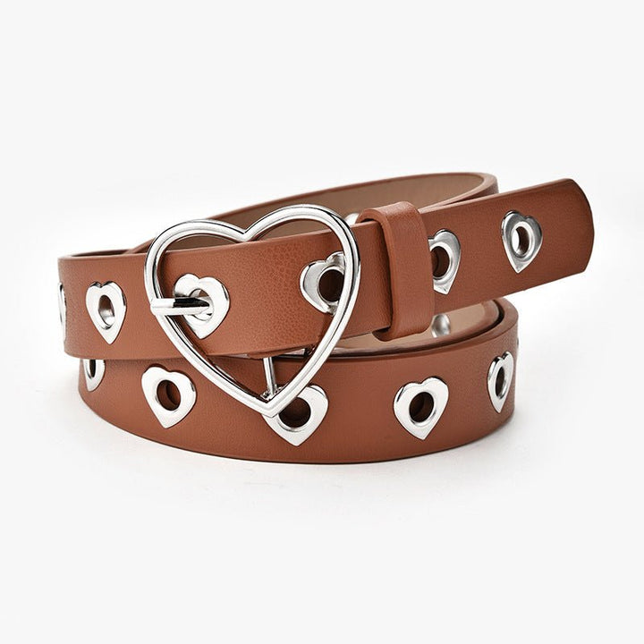 Women's Fashion Love Button Decorative Jeans Belt - Muhaab