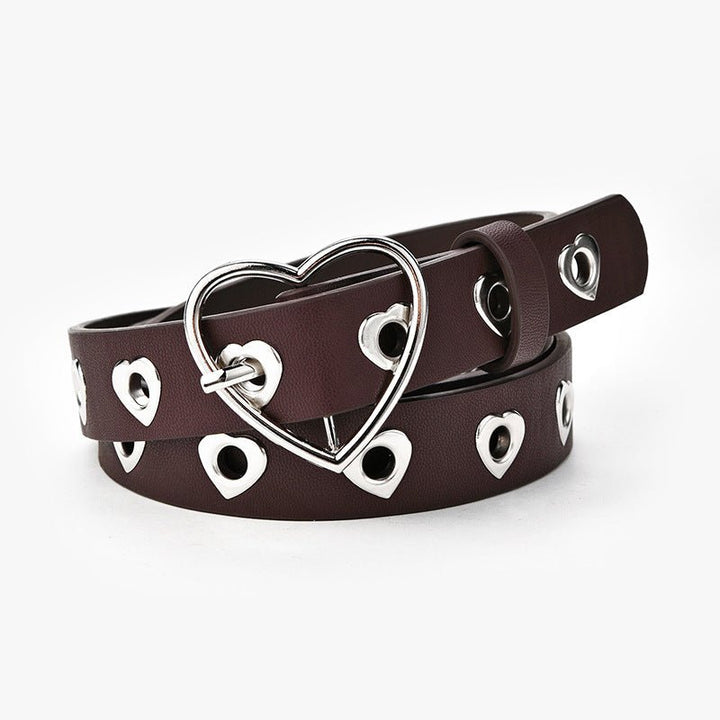Women's Fashion Love Button Decorative Jeans Belt - Muhaab