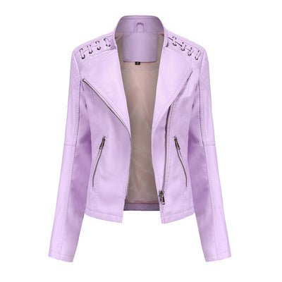 Women's Leather Jackets Women's Short Jackets Slim Thin Leather Jackets Ladies Motorcycle Suits - Muhaab