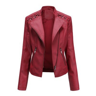 Women's Leather Jackets Women's Short Jackets Slim Thin Leather Jackets Ladies Motorcycle Suits - Muhaab