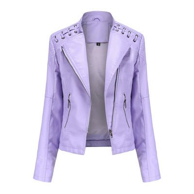 Women's Leather Jackets Women's Short Jackets Slim Thin Leather Jackets Ladies Motorcycle Suits - Muhaab