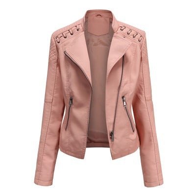 Women's Leather Jackets Women's Short Jackets Slim Thin Leather Jackets Ladies Motorcycle Suits - Muhaab