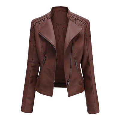 Women's Leather Jackets Women's Short Jackets Slim Thin Leather Jackets Ladies Motorcycle Suits - Muhaab