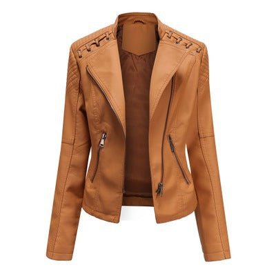 Women's Leather Jackets Women's Short Jackets Slim Thin Leather Jackets Ladies Motorcycle Suits - Muhaab