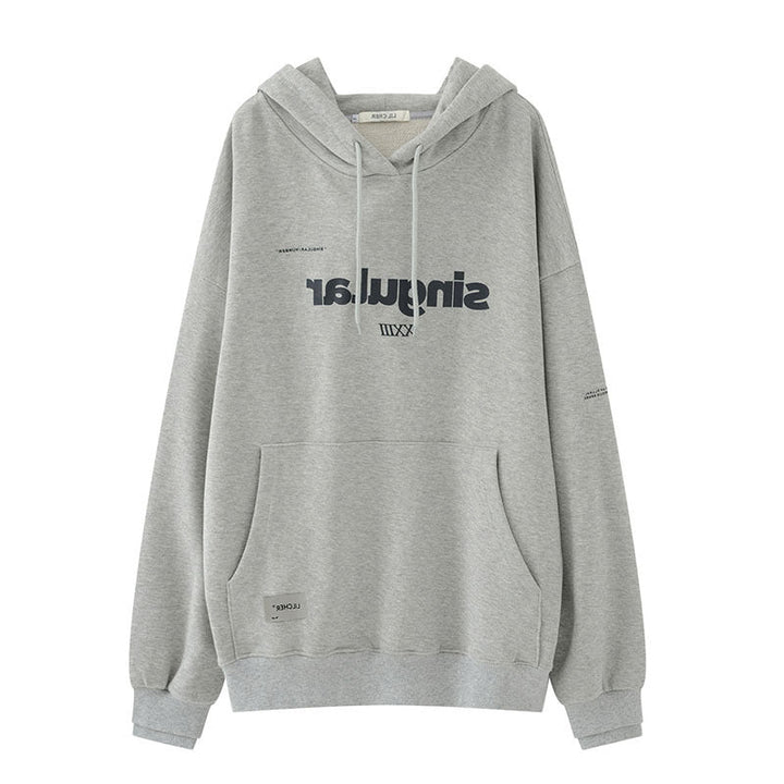 Women's New Loose Grey Hooded Sweatshirt - Muhaab