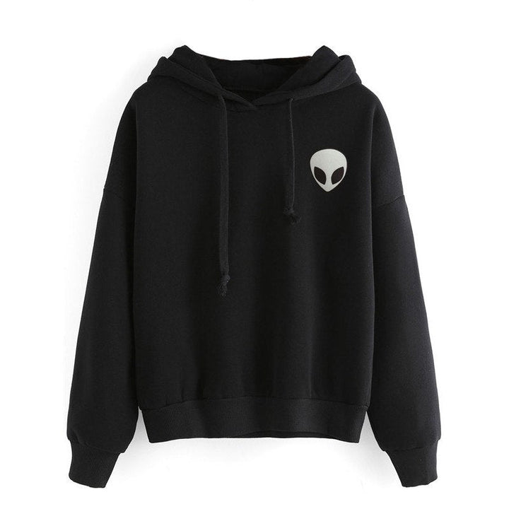 Womens Sweatshirts with Hooded Long Sleeve Autumn Winter Casual Alien Print Thin Women Hoodies - Muhaab