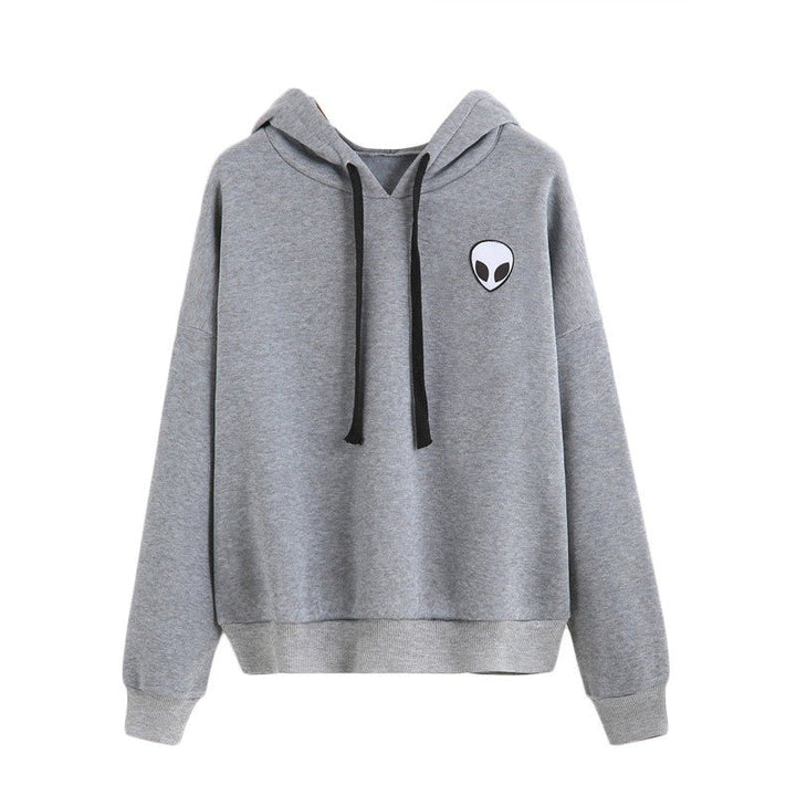 Womens Sweatshirts with Hooded Long Sleeve Autumn Winter Casual Alien Print Thin Women Hoodies - Muhaab