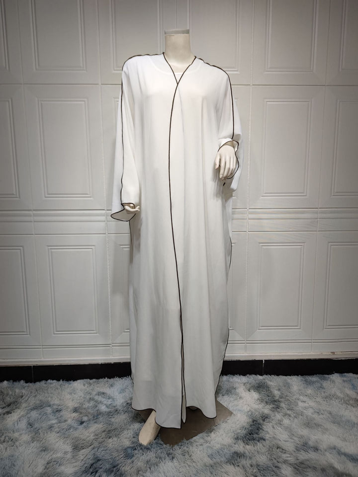 Women's White Patchwork Plus Size Women's Abaya Robe - Muhaab