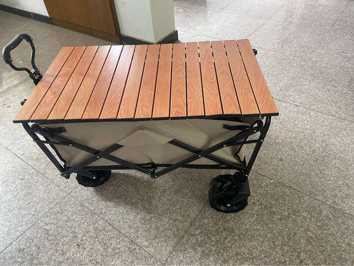 Wooden Grain Trolley Folding Table - Muhaab