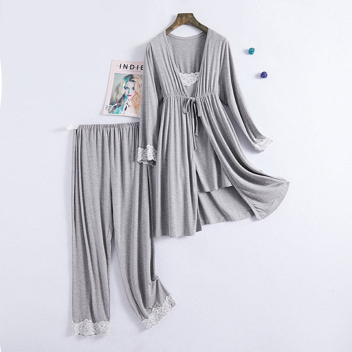 Yenuo Maternity Clothes New Modal Confinement Clothes Spring And Autumn Pregnant Women Breastfeeding Pajamas Fashion Three-piece Suit - Muhaab